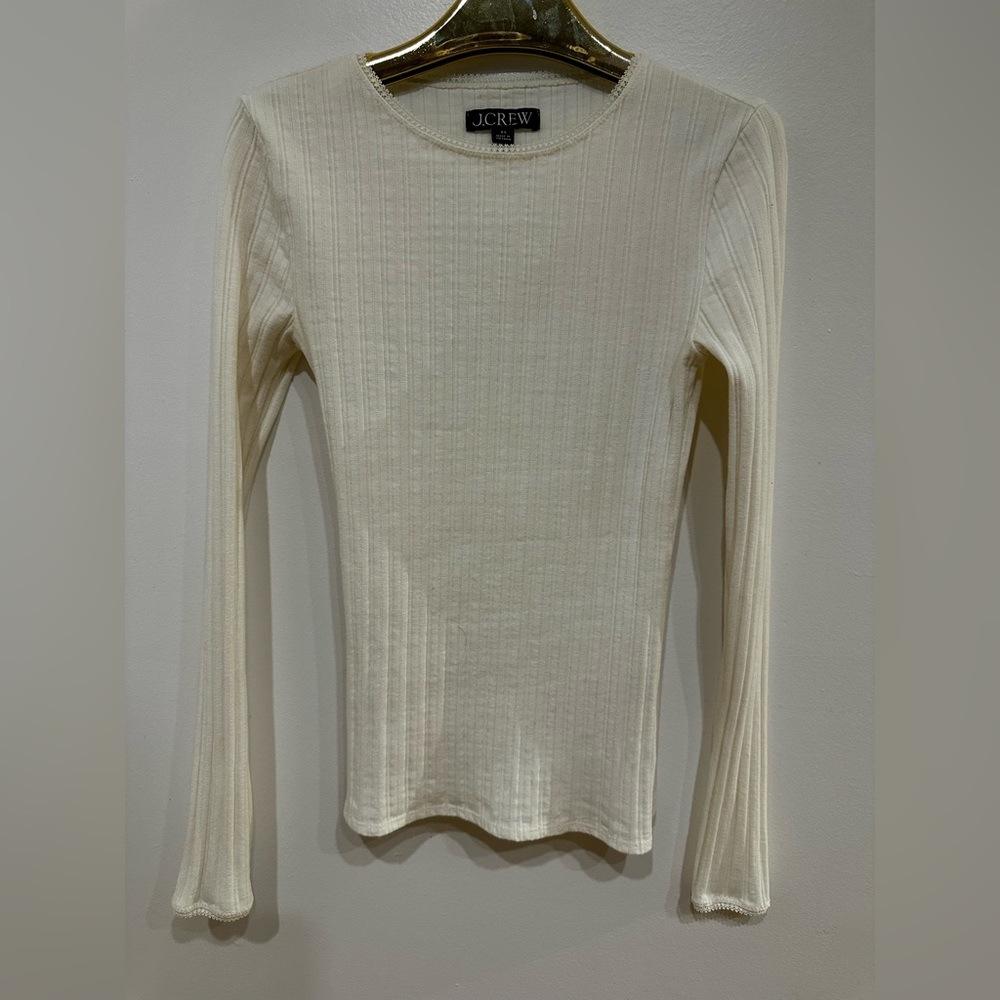 J. Crew Cream Ribbed Long Sleeve Tee